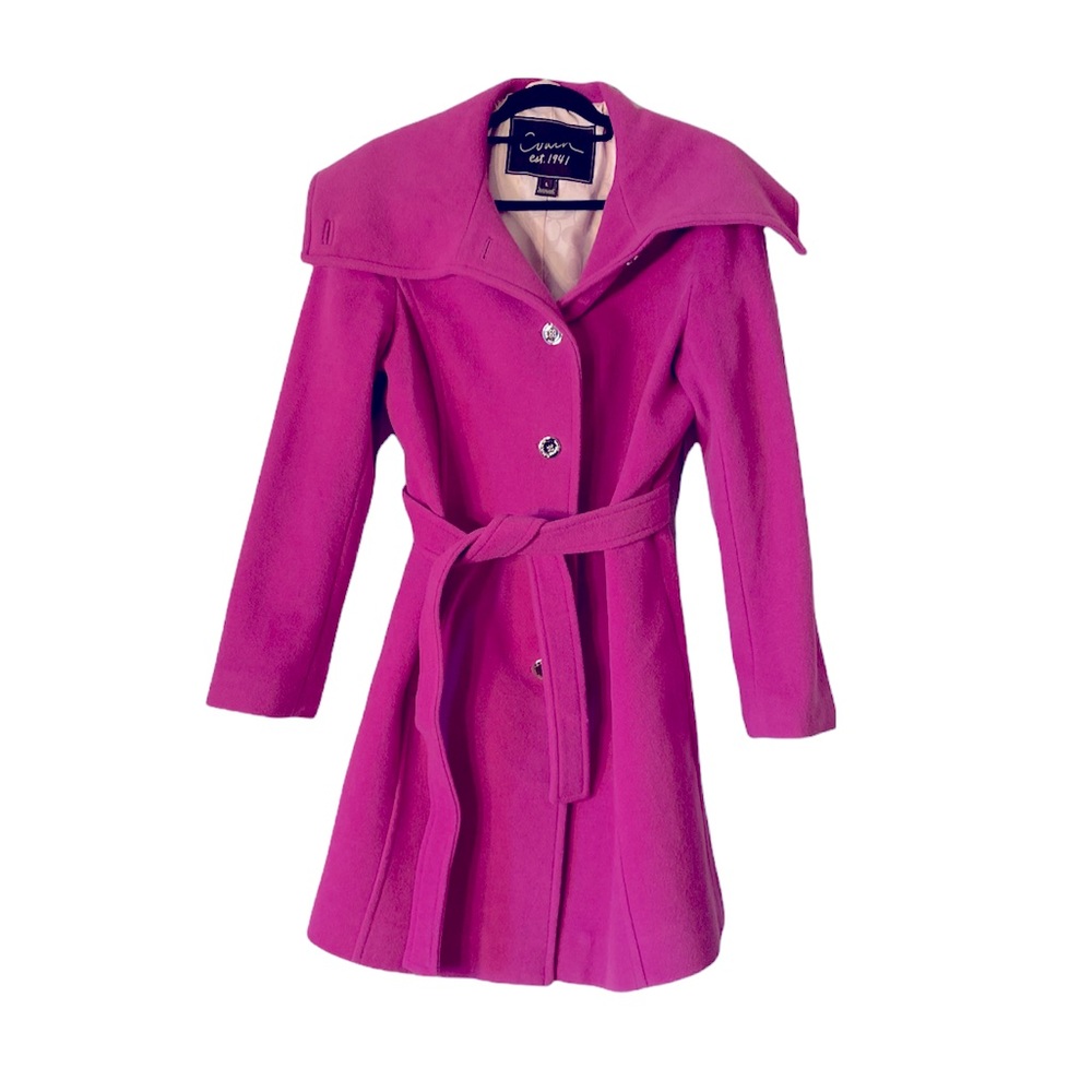 Coach Angora Wool Fuschia Coat Size L - Picture 2 of 13
